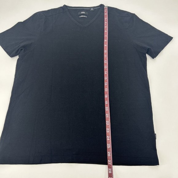 Hugo Boss Shirt Mens M Black Regular Fit‎ Short Sleeve V-Neck Long Staple Cotton - Picture 6 of 9